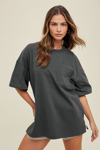 Oversized Boyfriend Tee - Charcoal