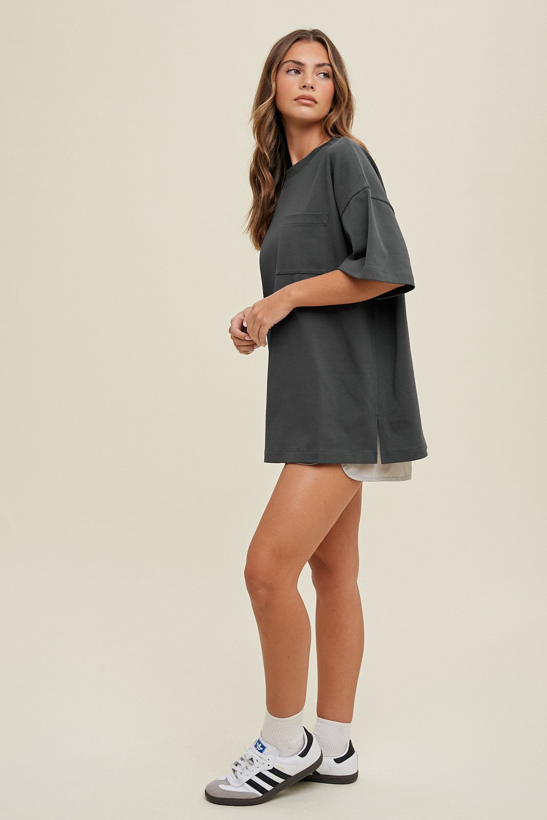 Oversized Boyfriend Tee - Charcoal