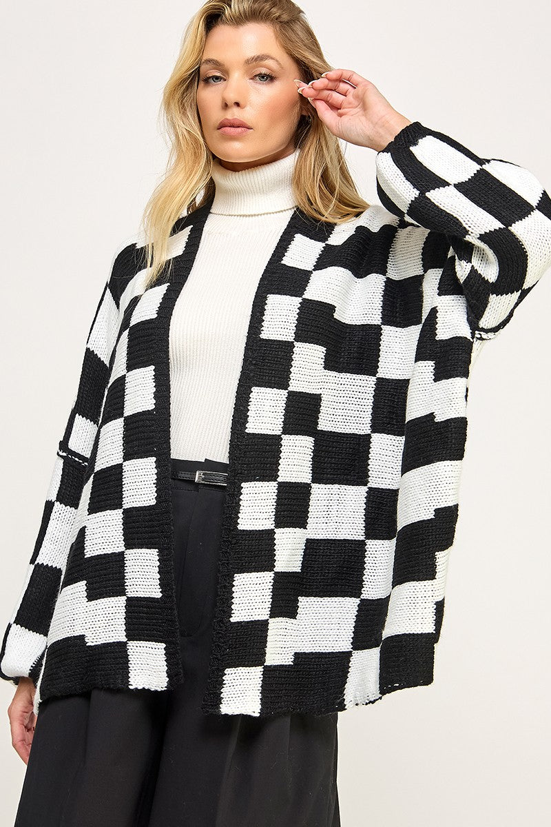 Check Me Out Cardigan - Black/White