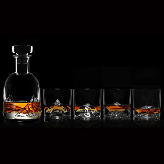 Crystal Whiskey Peaks Decanter - Set of 4