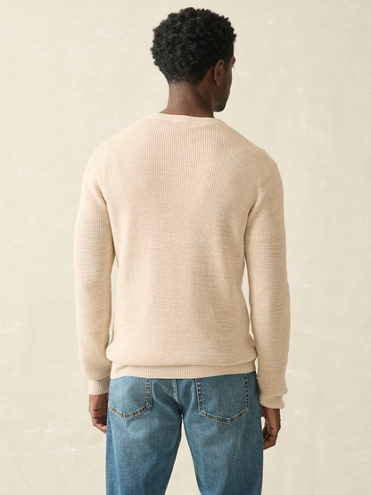 Faherty Sunwashed Crewneck Sweater - Dune Natural Surf Stripe