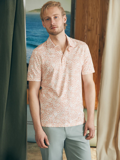 Faherty Movement™ Short-Sleeve Pique Polo Shirt - Hilo Rose Floral Print