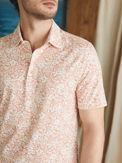 Faherty Movement™ Short-Sleeve Pique Polo Shirt - Hilo Rose Floral Print