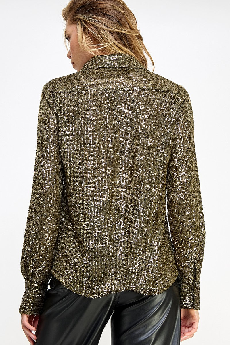 Olive Sequin Blouse