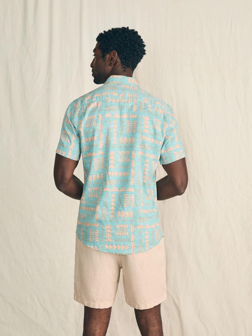 Faherty Short-Sleeve Breeze Shirt - Teal Naupaka