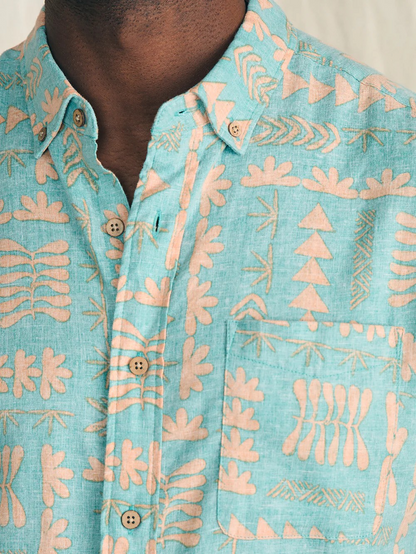 Faherty Short-Sleeve Breeze Shirt - Teal Naupaka