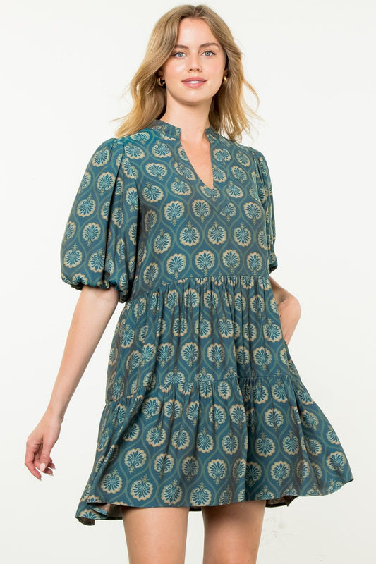 Printed Puff Sleeve Dress